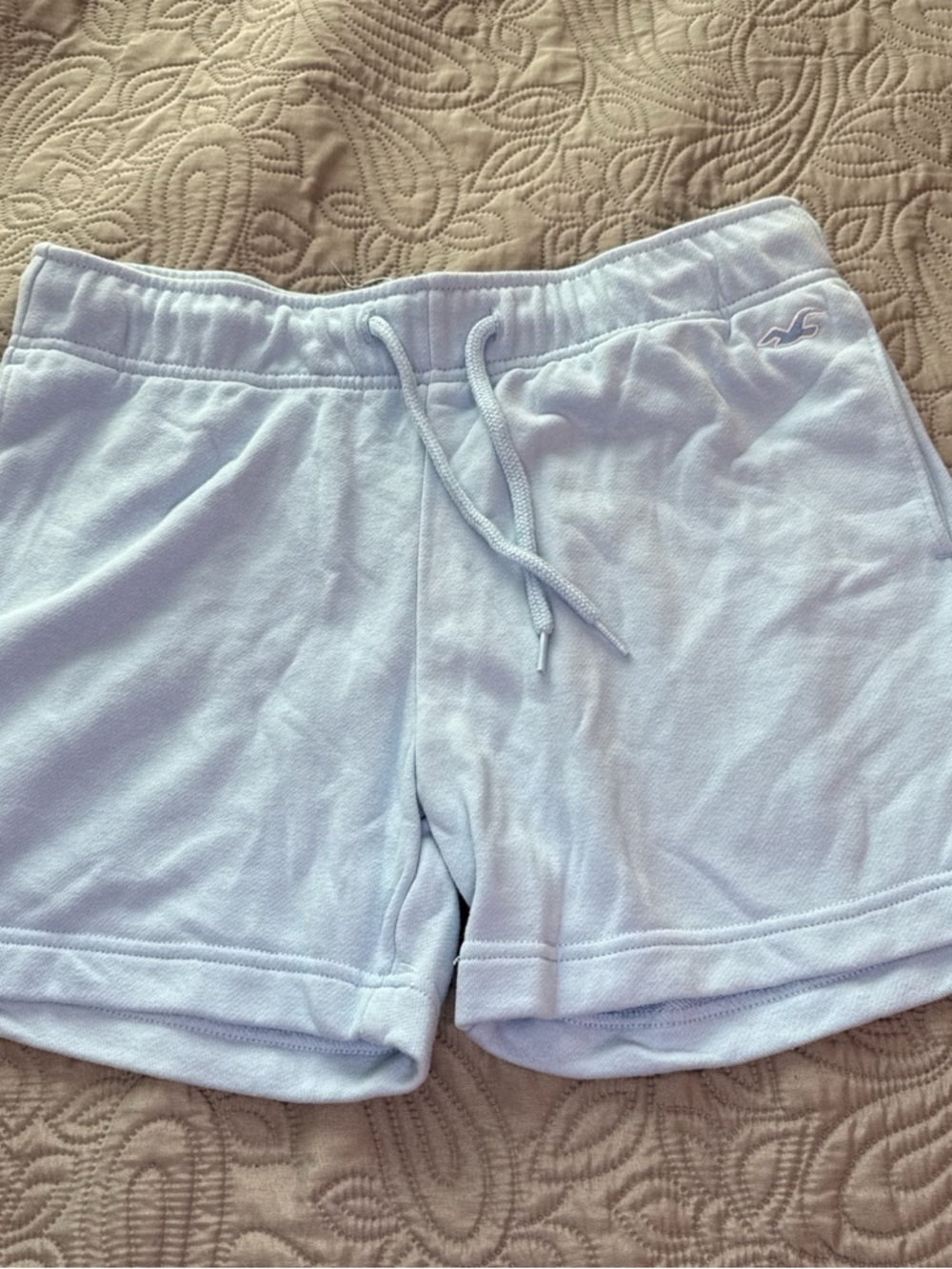 Hollister Light Blue Terry Drawstring Athletic Shorts